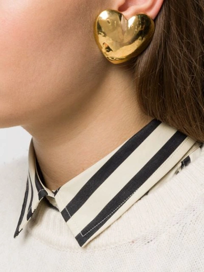 Pre-owned Saint Laurent Heart-shaped Earrings In Gold