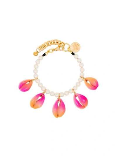 Shop Venessa Arizaga Summer Shells Pearl Bracelet In Pink