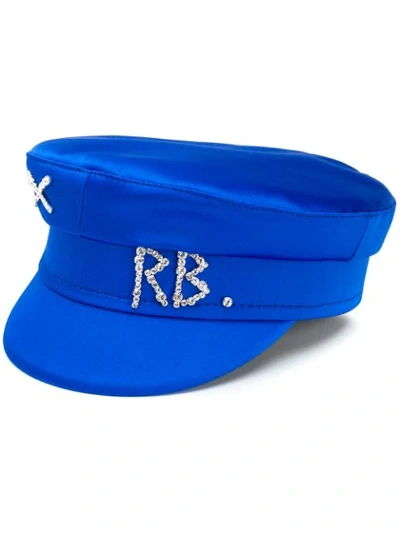 Shop Ruslan Baginskiy Rhinestone Logo Baker Boy Hat In Blue