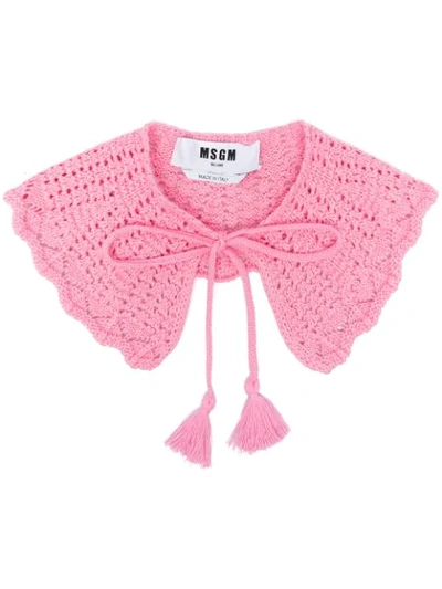 Shop Msgm Tassel Knitted Collar In Pink
