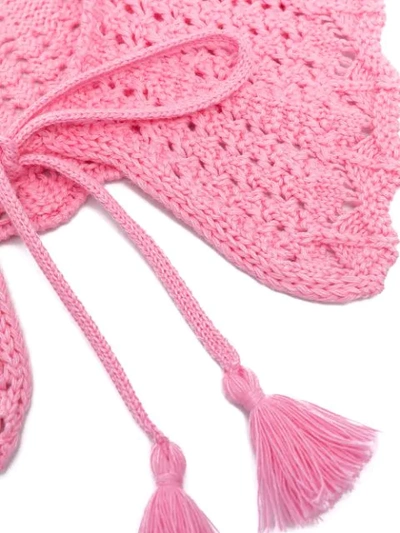 Shop Msgm Tassel Knitted Collar In Pink