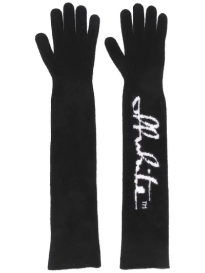 Shop Off-white Logo-print Gloves In Black