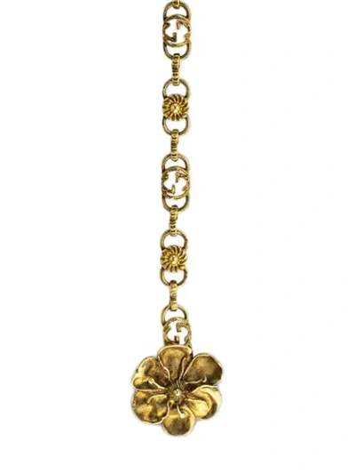 Shop Gucci Floral Pendant Gg Chain Necklace In Gold