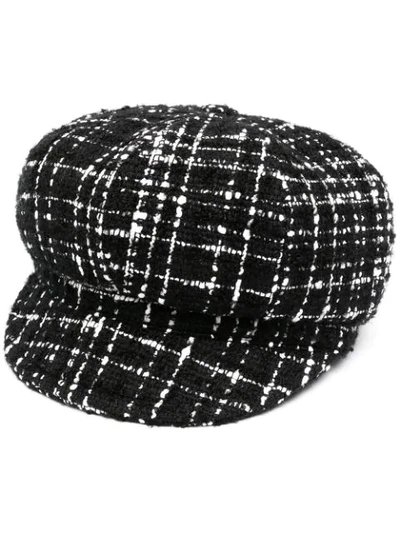 Shop Dolce & Gabbana Tweed Baker Boy Hat In Black