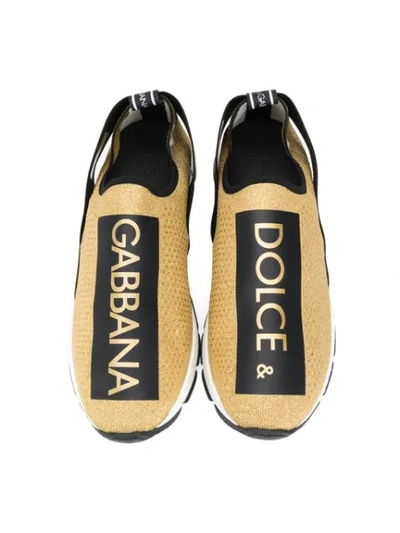 Shop Dolce & Gabbana Logo Print Slip-on Sneakers In Black