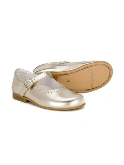 Shop Andanines Shoes Scalloped Detail Ballerinas In Metallic