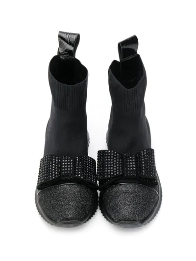 Shop Andrea Montelpare Embellished Bow Sock Sneakers In Black
