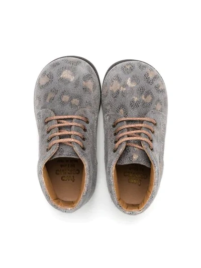 Shop Pèpè Metallic Leopard Print Ankle Boots In Grey