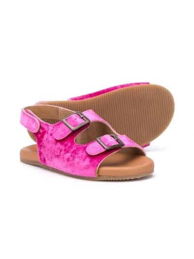 Shop Pèpè Velvet Open-toe Sandals In Pink