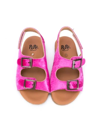 Shop Pèpè Velvet Open-toe Sandals In Pink