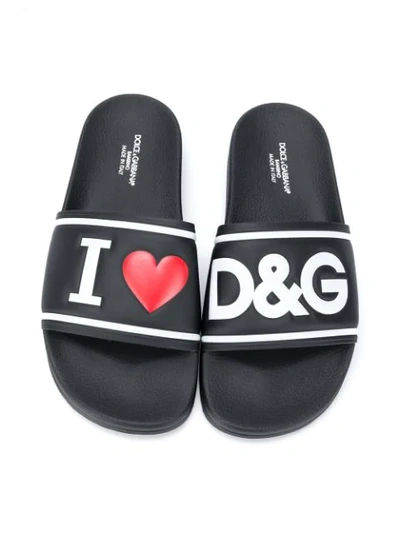 Shop Dolce & Gabbana Teen Debossed Logo Pool Slides In Black