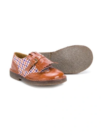 Shop Pèpè Houndstooth Pattern Brogues In Brown