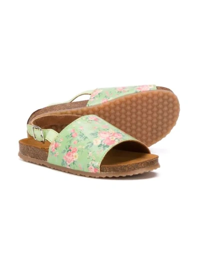 Shop Pèpè Floral-print Flat Sandals In Green