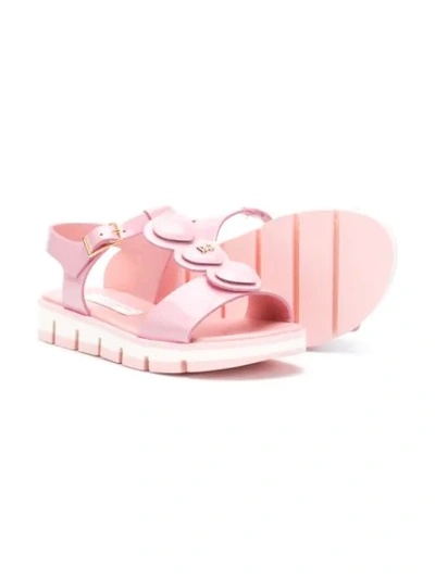 Shop Dolce & Gabbana Heart Strap Sandals In Pink