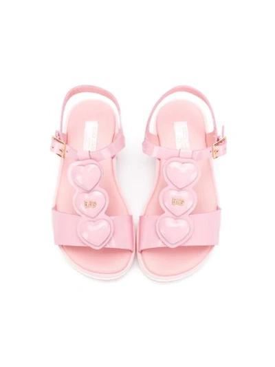 Shop Dolce & Gabbana Heart Strap Sandals In Pink
