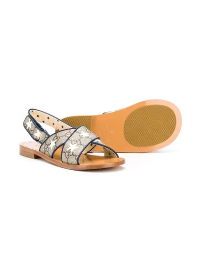 Shop Gucci Star Print Monogram Sandals In Grey