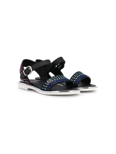 Shop Philipp Plein Gem Embellished Leather Sandals In Black