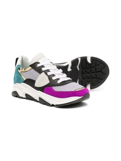 Shop Philippe Model Colour-block Panel Sneakers In Grey