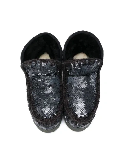 Shop Mou Teen Sequinned Eskimo Snow Boots In Grey