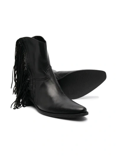 Shop Cinzia Araia Teen Fringed Ankle Boots In Black