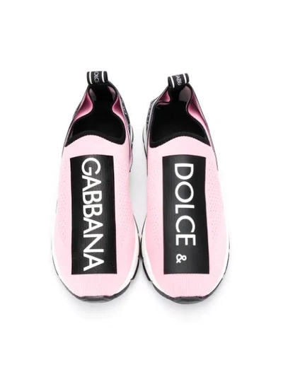 Shop Dolce & Gabbana Slip-on Logo Sneakers In Pink