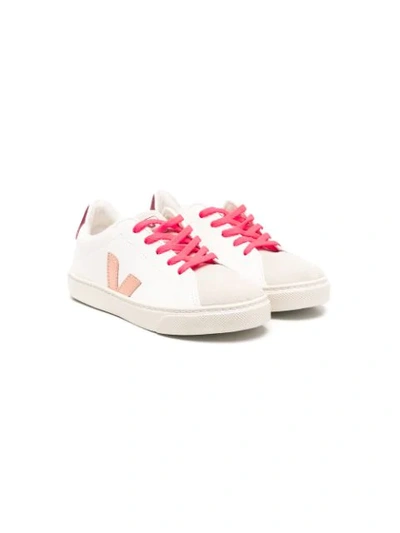 Shop Veja Logo-patch Lace-up Sneakers In White