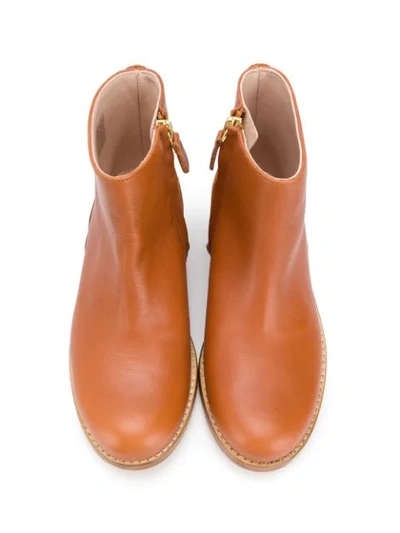Shop Chloé Side Zip Boots In Brown