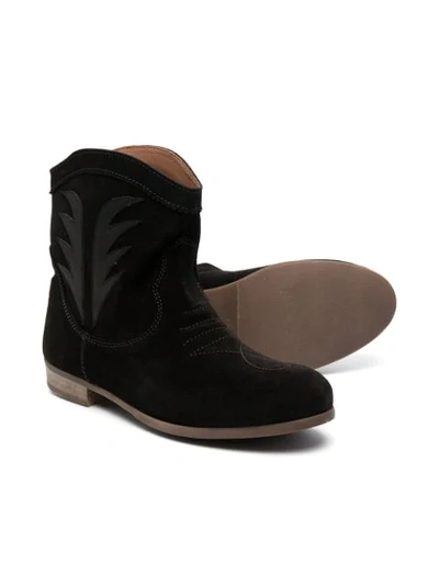 Shop Pèpè Teen Western Boots In Black