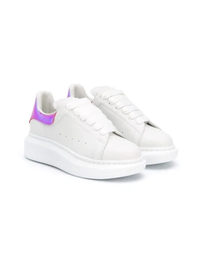 Shop Alexander Mcqueen Holographic Platform Sneakers In White