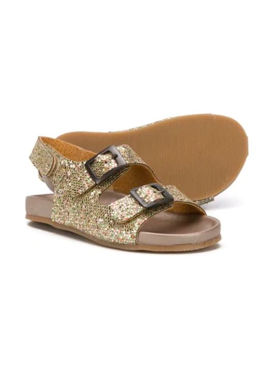 Shop Pèpè Glitter Double Strap Sandals In Gold
