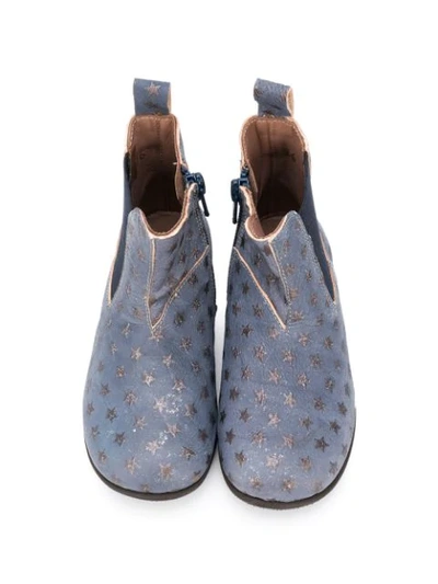 Shop Pèpè Star Print Ankle Boots In Blue