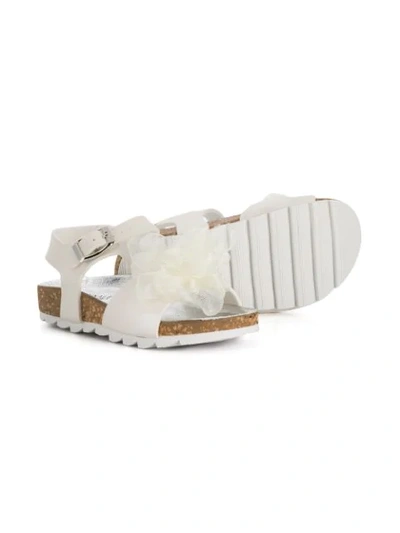 Shop Monnalisa Floral Embroidered Sandals In White