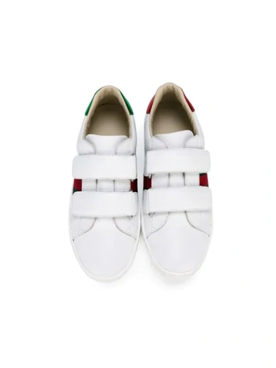 Shop Gucci Stripe Touch Strap Sneakers In White