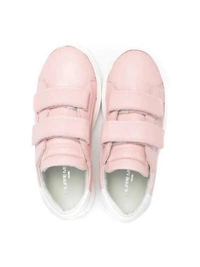 Shop Philippe Model Logo-patch Touch-strap Sneakers In Pink