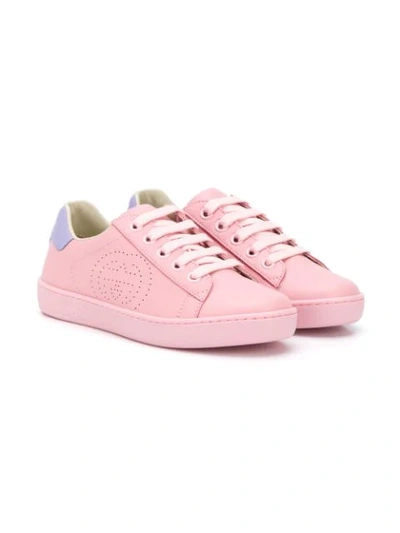 Shop Gucci Perforated-logo Low-top Sneakers In Pink