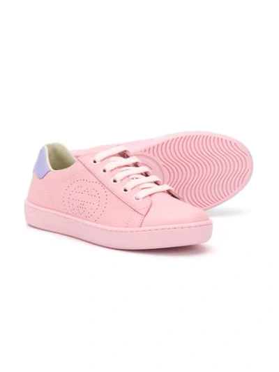 Shop Gucci Perforated-logo Low-top Sneakers In Pink