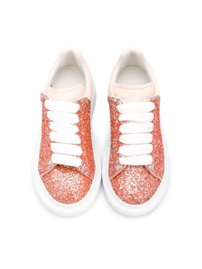 Shop Alexander Mcqueen Glitter Lace-up Sneakers In Pink