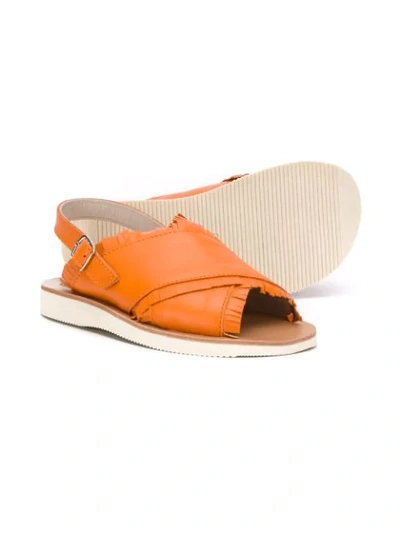 Shop Pèpè Frayed Edges Sandals In Orange