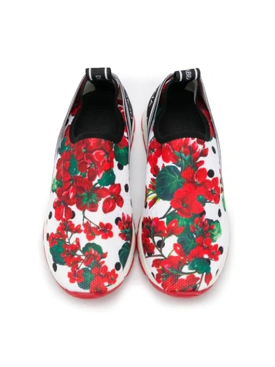 Shop Dolce & Gabbana Floral Slip On Sneakers In White