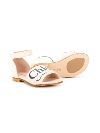 Shop Chloé Logo Band Flat Sandals In Pink