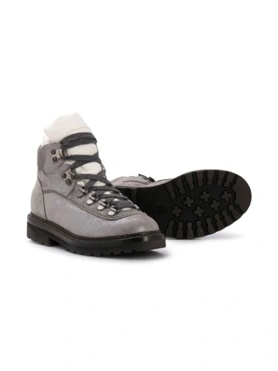 Brunello Cucinelli Colour-block Leather Boots In Silver