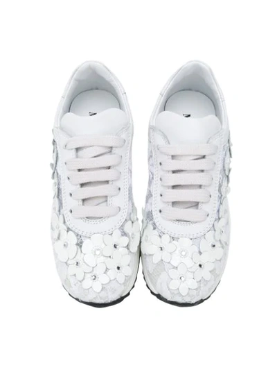 Shop Andrea Montelpare Floral Appliqué Sneakers In White