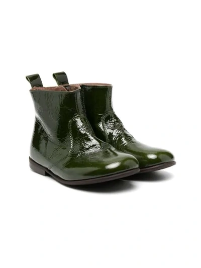 Shop Pèpè Patent Leather Ankle Boots In Green