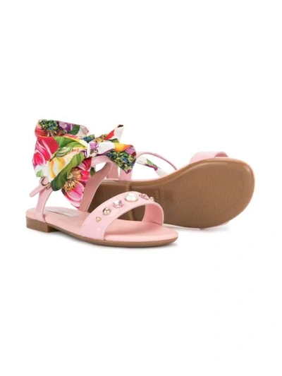 Shop Dolce & Gabbana Ankle-tie Crystal-stud Sandals In Pink