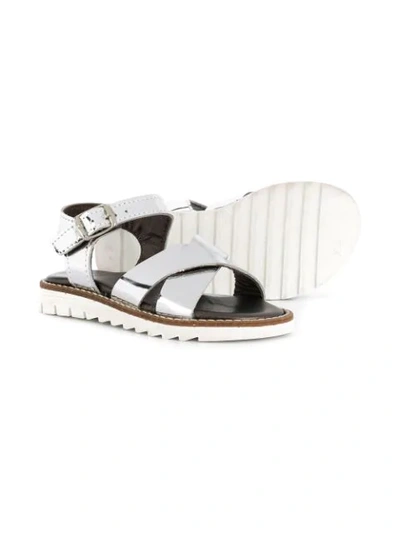 Shop Pèpè Metallic Sandals In Grey
