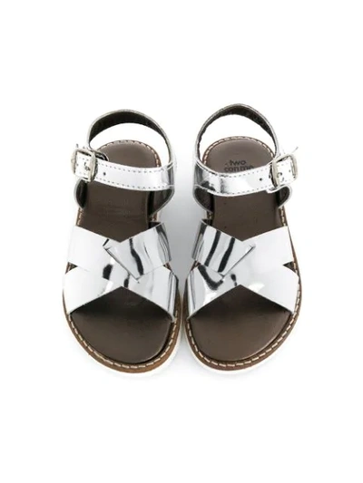 Shop Pèpè Metallic Sandals In Grey