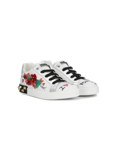 Shop Dolce & Gabbana Graffiti Print Sneakers In White