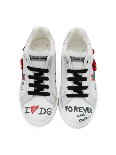 Shop Dolce & Gabbana Graffiti Print Sneakers In White