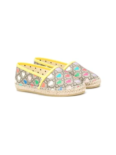 Shop Gucci Gg Heart Espadrilles In Neutrals