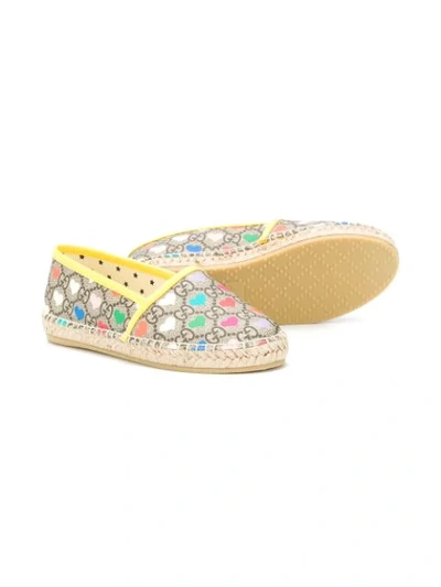Gucci Hearts Gg Supreme Print Espadrilles In Neutrals